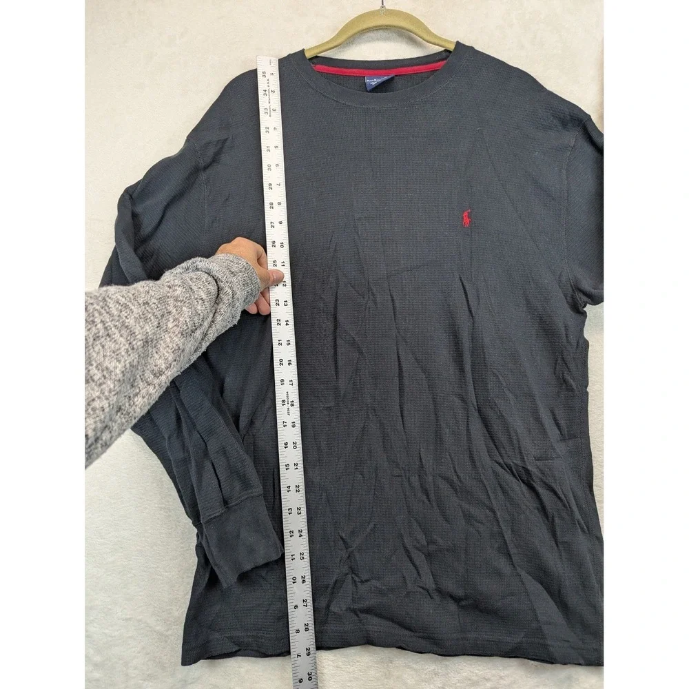 Polo Ralph Lauren Mens XL Thermal Waffle Sleep Shirt Black Red Pony
